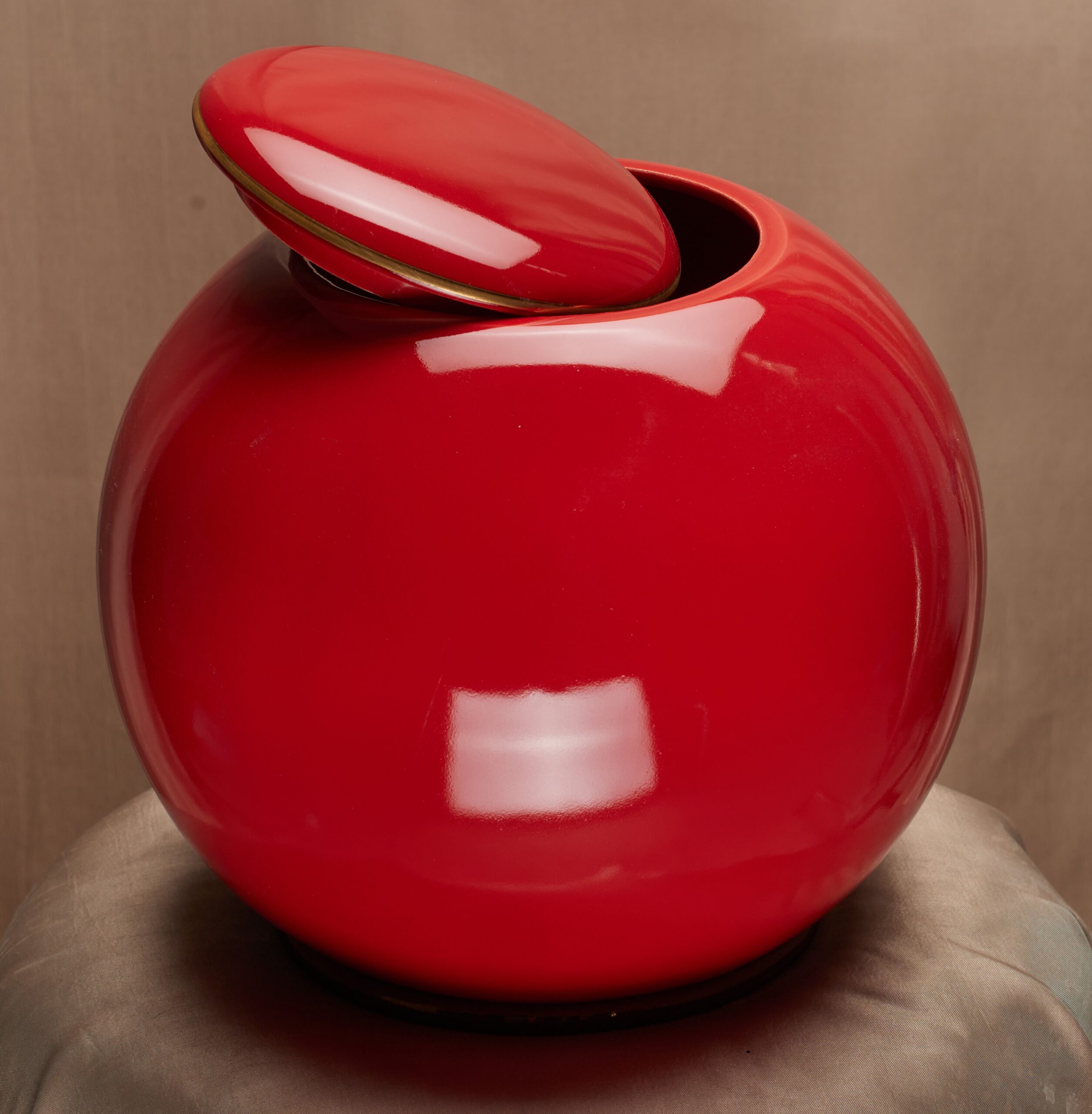 bolvormig, rood, keramiek, urn, urnen, overledene, gedenkartikelen, ambachtelijk, hoge kwaliteit