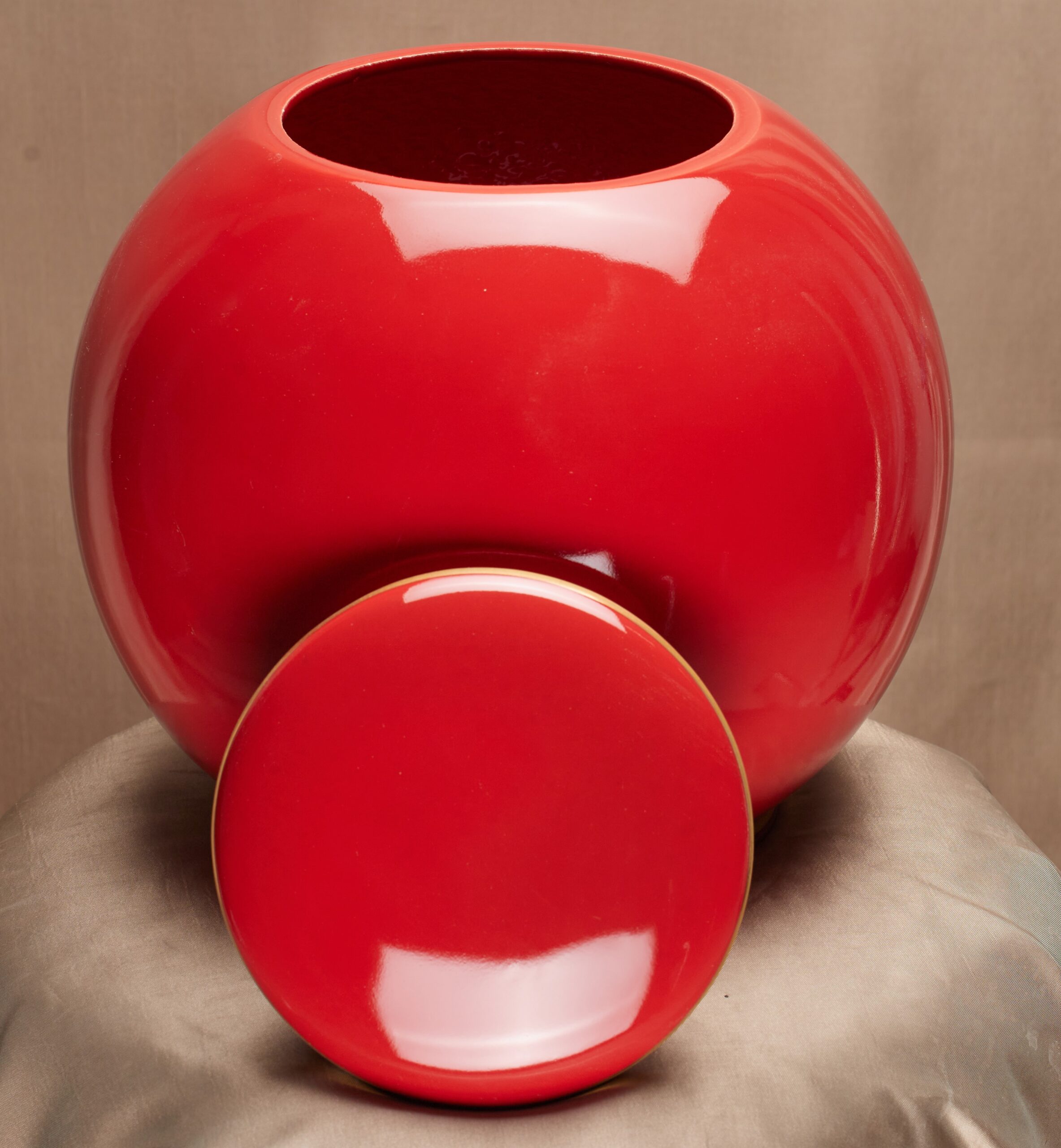 bolvormig, rood, keramiek, urn, urnen, overledene, gedenkartikelen, ambachtelijk, hoge kwaliteit